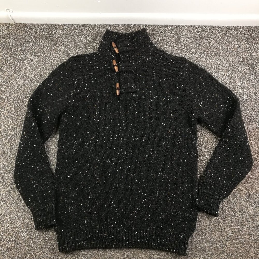 Fisherman Out of Ireland Sweater Donegal Flecked Wool Toggle Button Womens Large
